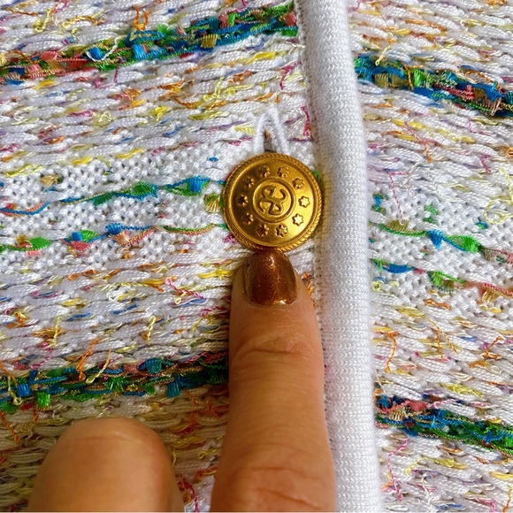 💐 ELEGANCE WHITE MULTI TWEED KNIT SWEATER BLAZER! - Picture 11 of 16